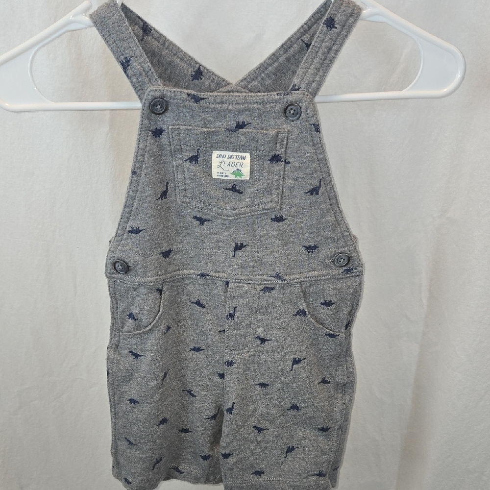 Carter's Gray Overalls with Navy Dinosaur Pattern